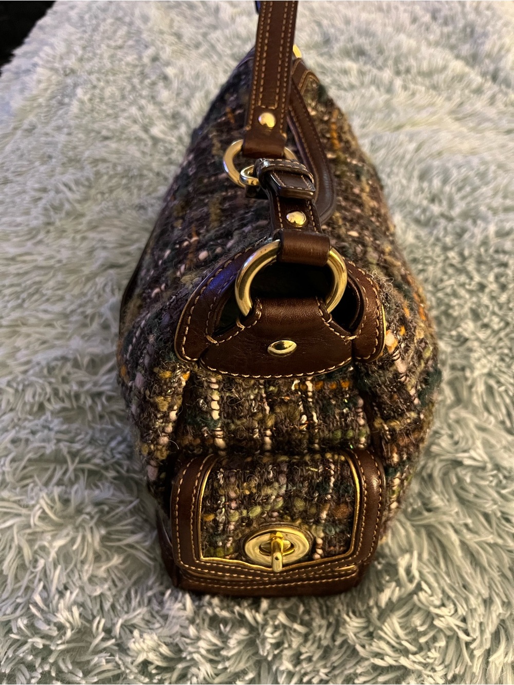 Coach Chelsea Boucle Tweed, Leather & Suede Pocket Satchel RARE STUNNING EUC - Picture 2 of 14